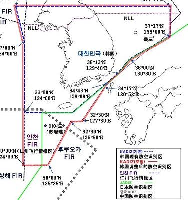 图为韩国国防部公布的防空识别区扩大方案演示图。